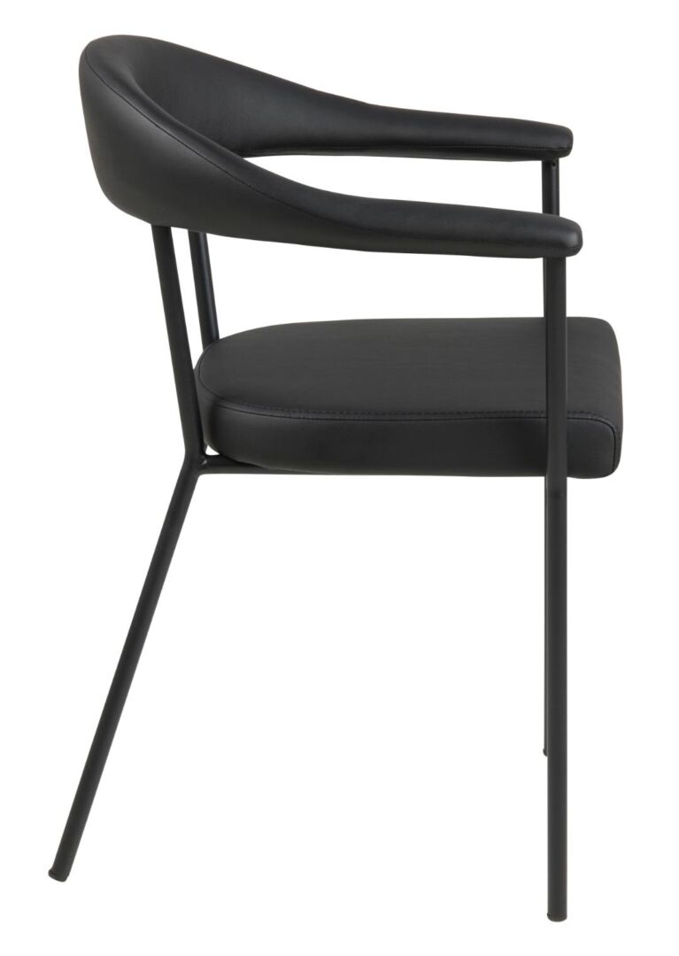 Ava eetkamerstoel met armleuning: zwarte stoel met armleuningen.