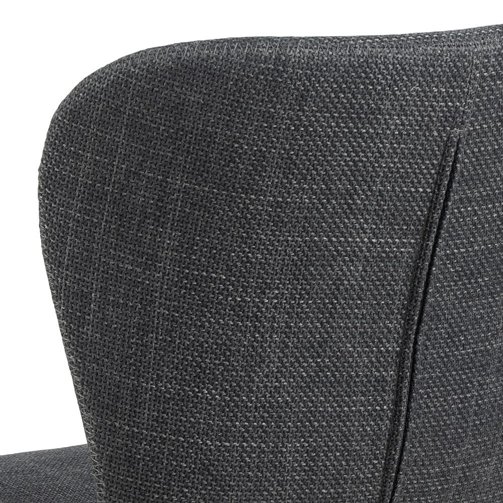 Detailopname Batilda -A1 eetkamerstoel (set van 2): Donkergrijze stoffen bekleding.