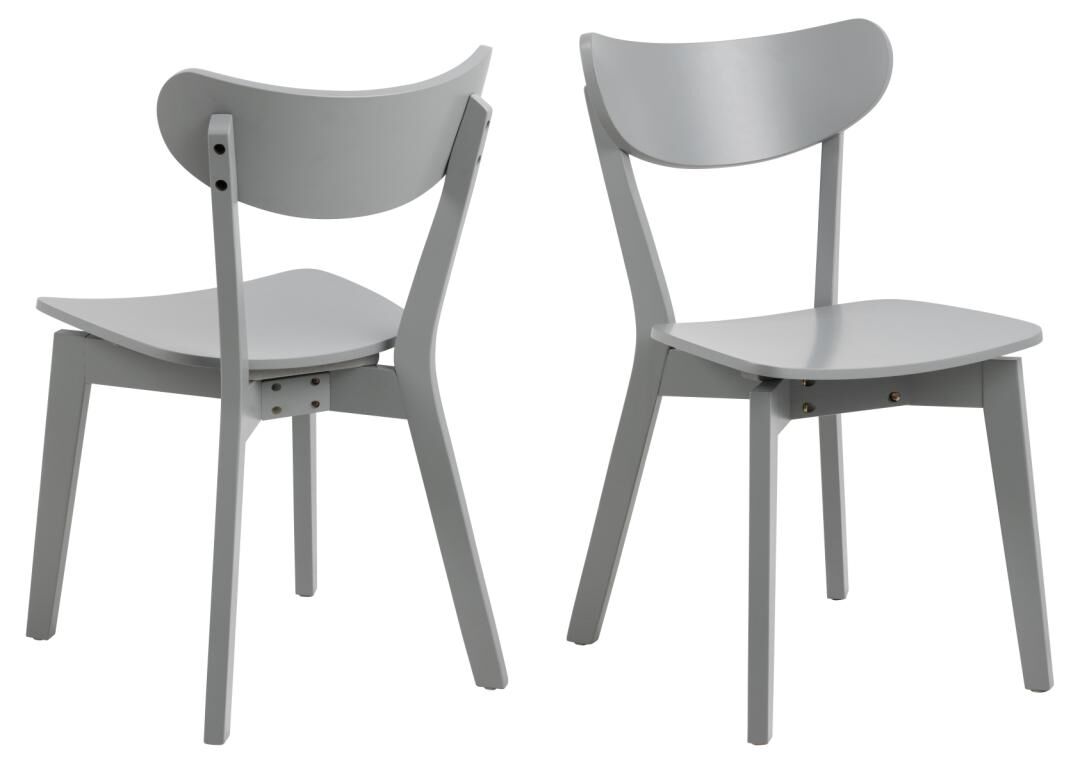 Roxby eetkamerstoel (set van 2): Grijze houten eetkamerstoelen, modern design.