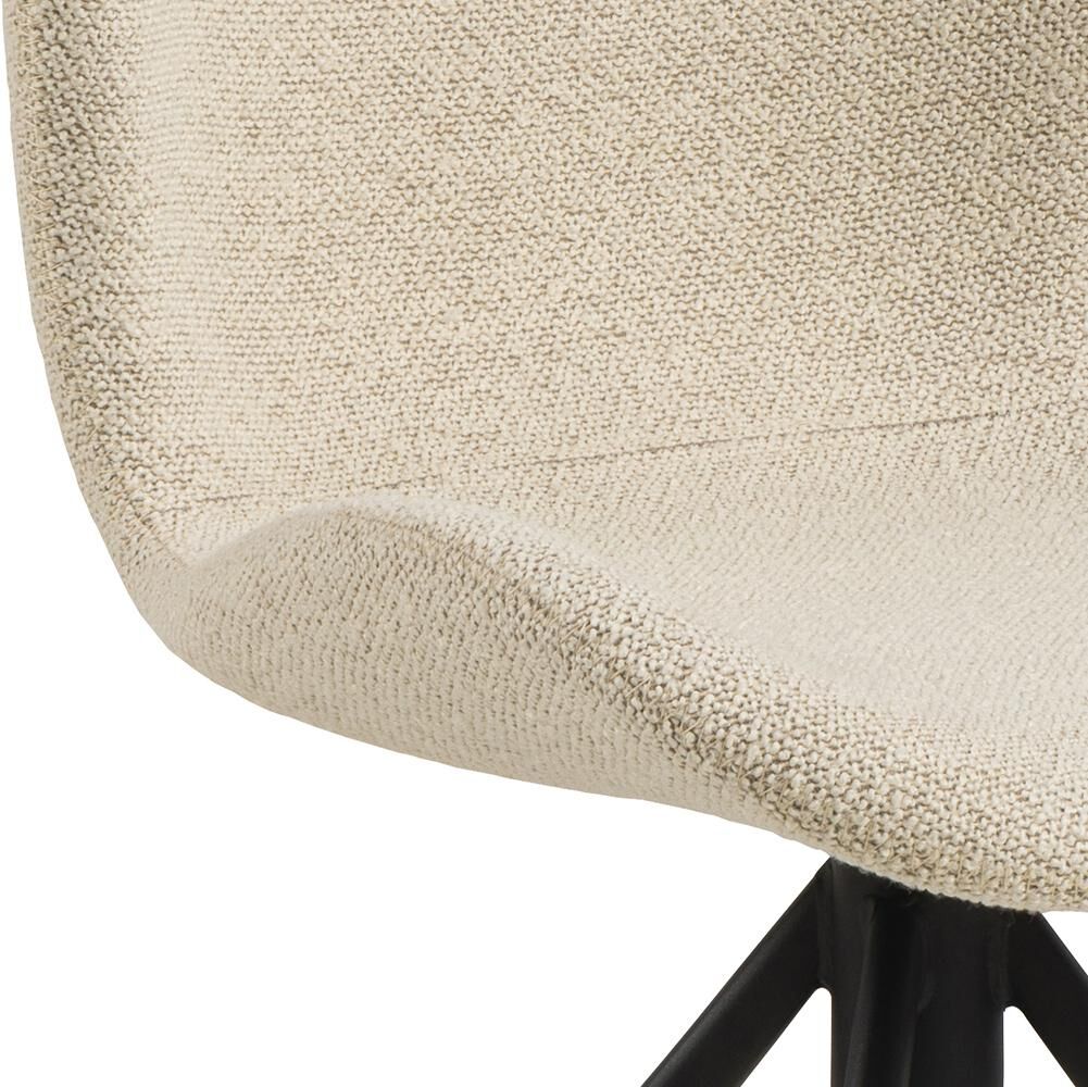 Batilda -A1 eetkamerstoel (set van 2): Beige stoffen eetkamerstoel met zwart metalen poten