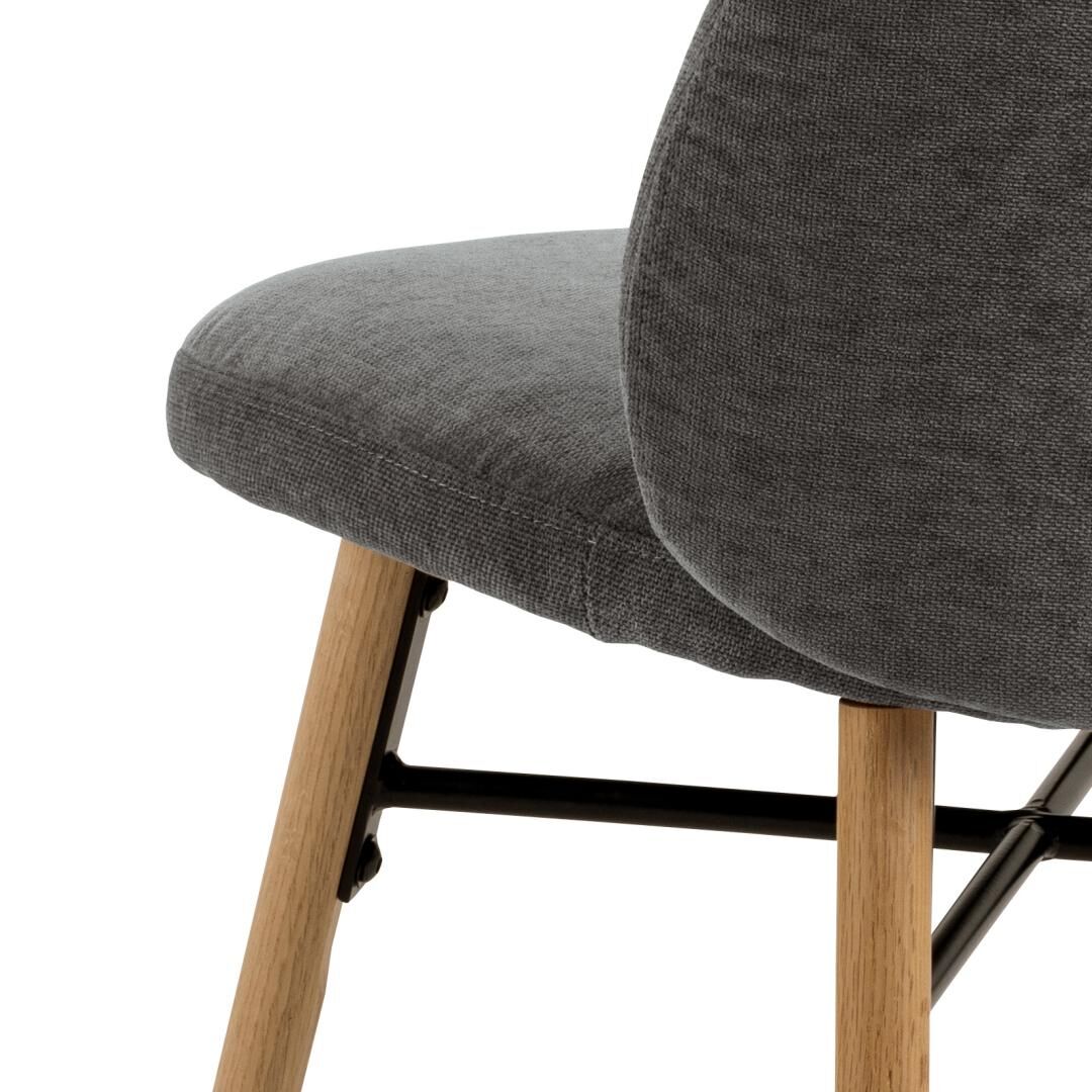 Sophia eetkamerstoel: grijze eetkamerstoel met houten poten (set van 2)