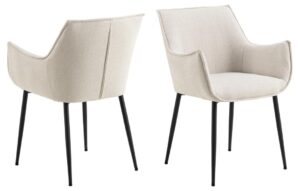 Bonita eetkamerstoel met armleuning (set van 2): stijlvolle stoelen met zwarte poten.