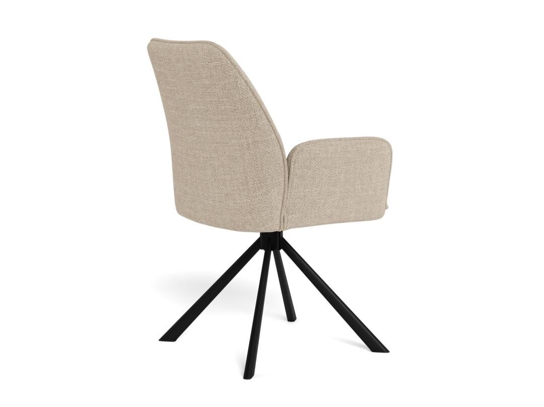 Glenda eetkamerstoel met armleuning: beige stoel met zwarte poten.