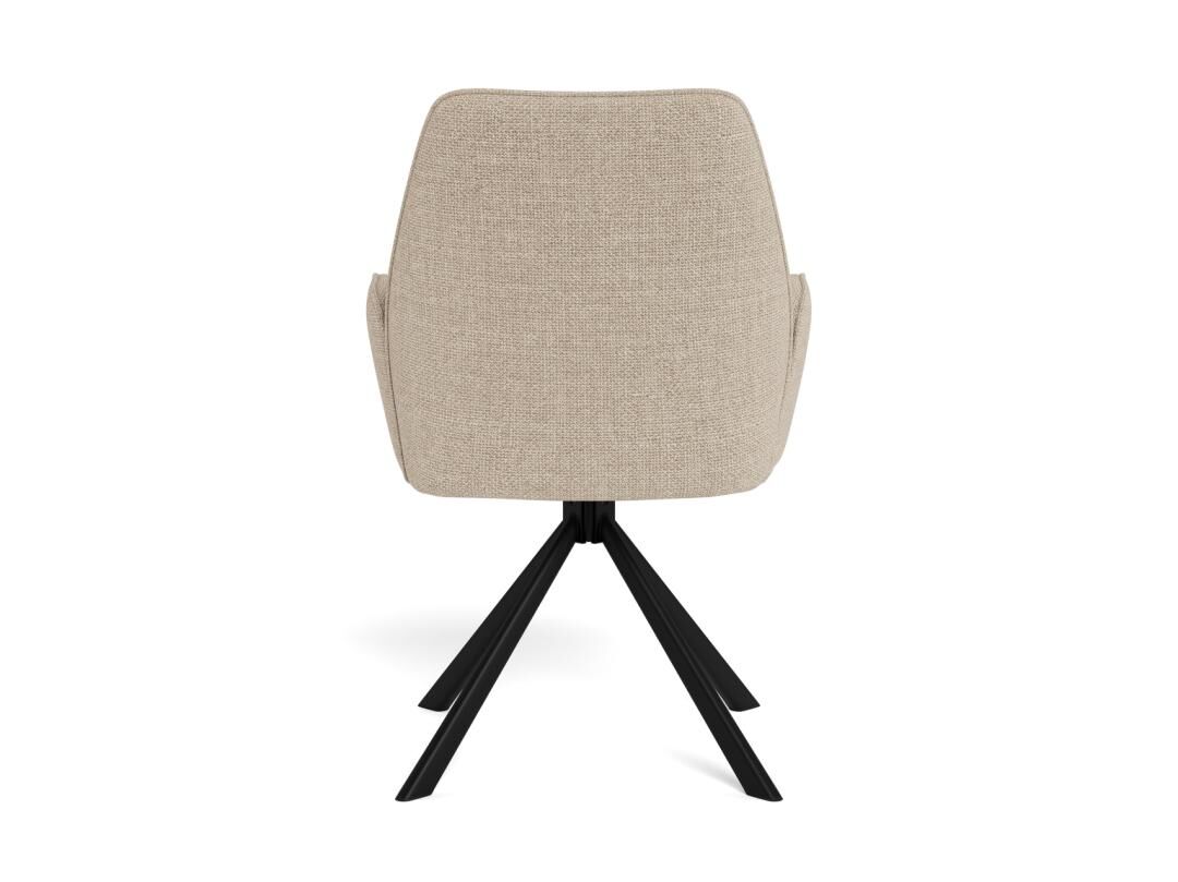 Glenda eetkamerstoel met armleuning (set van 2): Beige stoffen eetkamerstoel met zwarte poten.