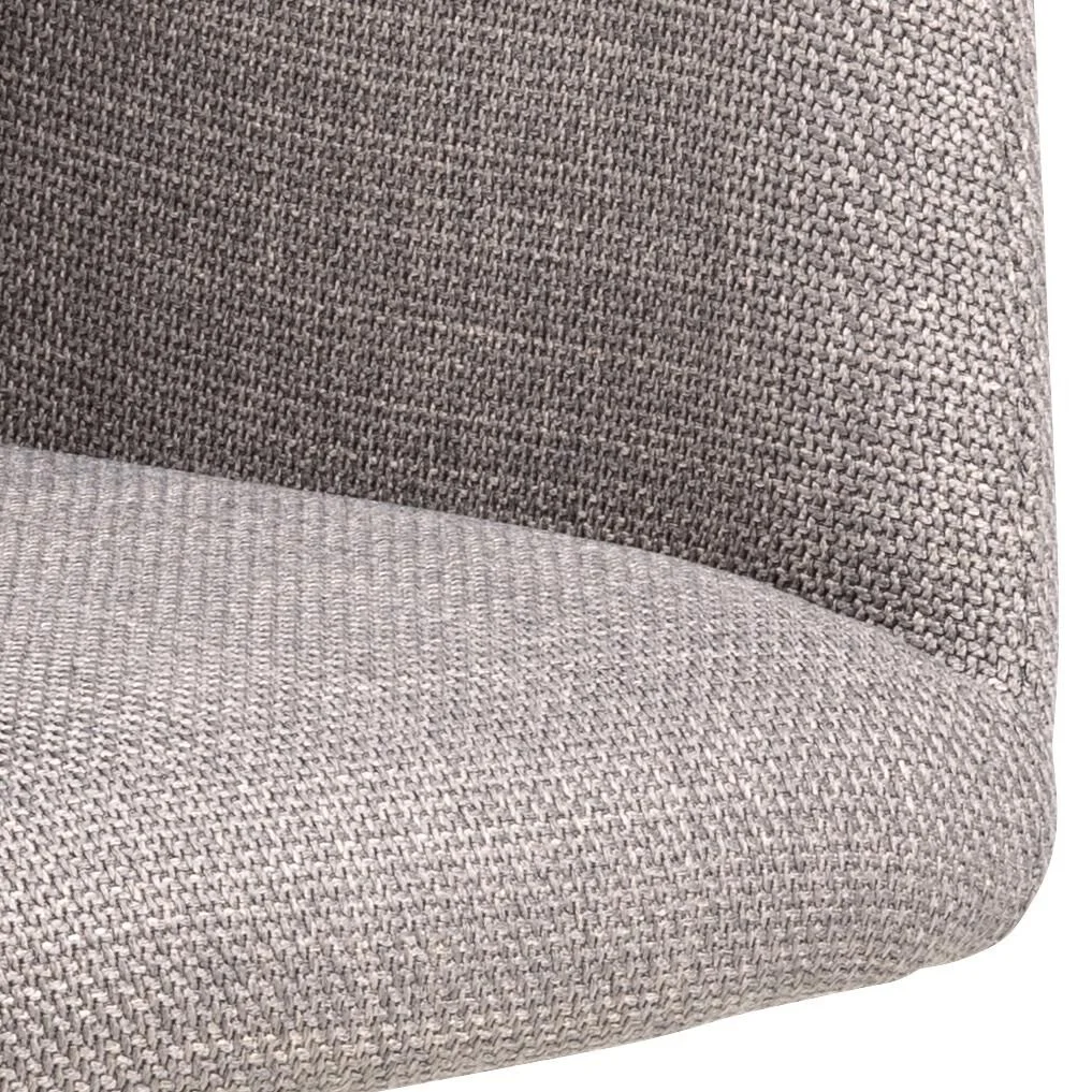 Laura eetkamerstoel met armleuning (set van 2): close-up van grijze stofdetails.