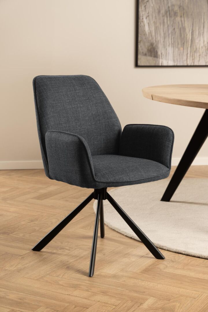 Glenda Eetkamerstoel Met Armleuning – Beige Basel Met Staal Set 2 - Afbeelding 11