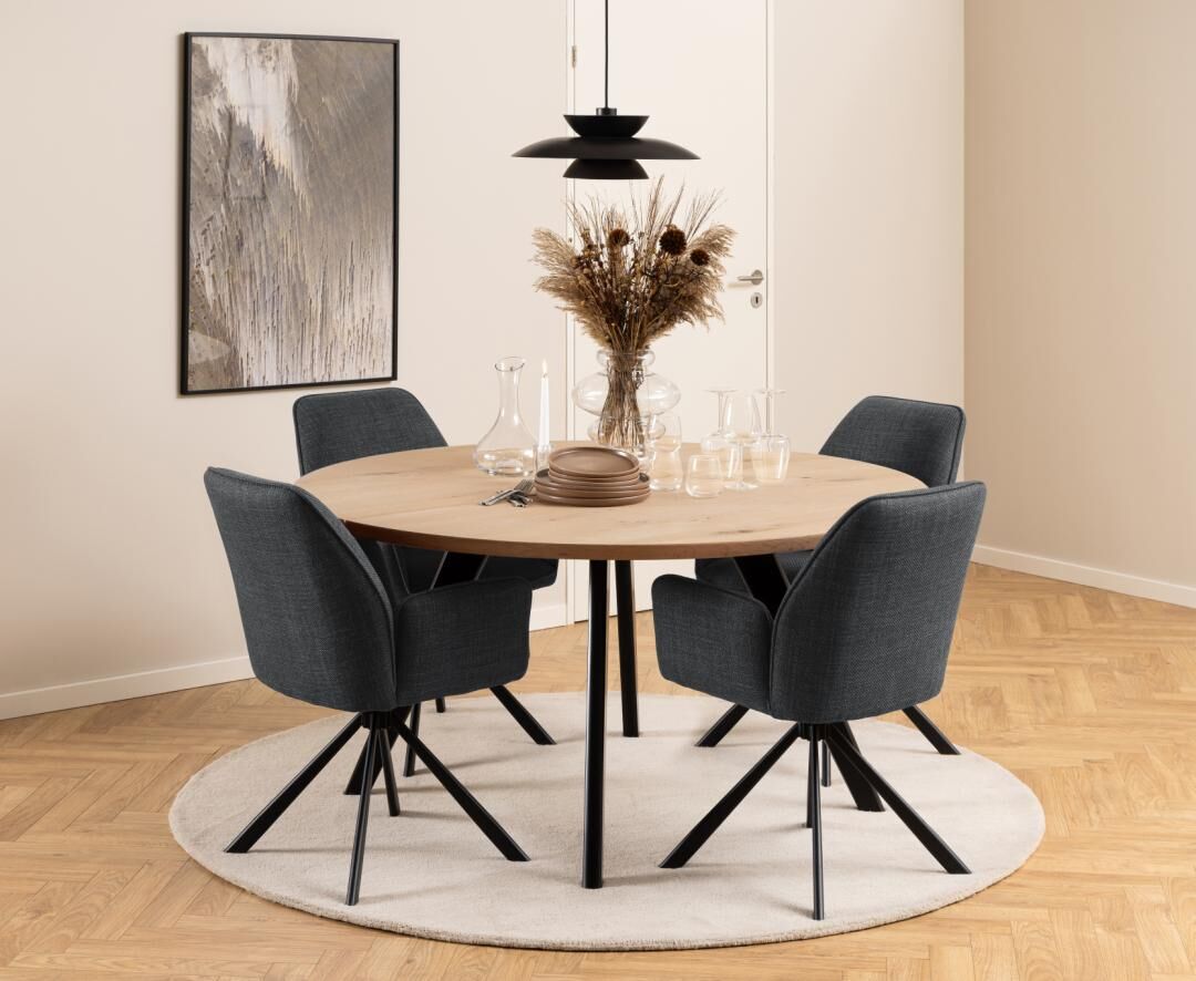 Glenda Eetkamerstoel Met Armleuning – Beige Basel Met Staal Set 2 - Afbeelding 10