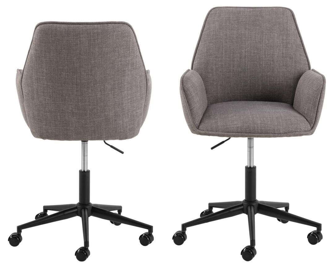 Glenda bureaustoel met armleuning: grijze bureaustoel met wielen.