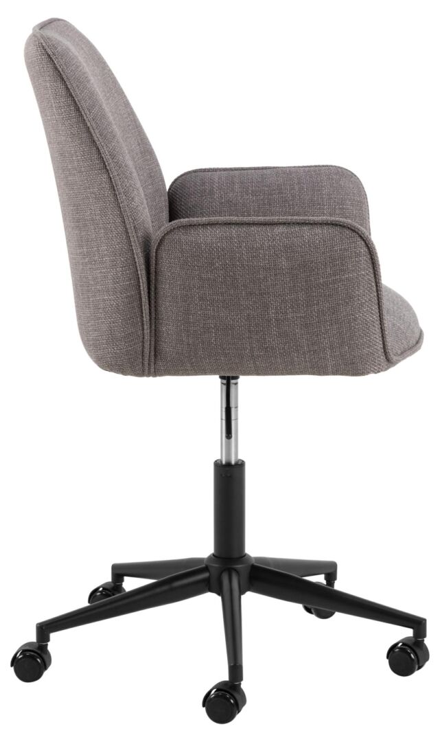 Glenda bureaustoel met armleuning: grijze bureaustoel met wielen en armleuningen.