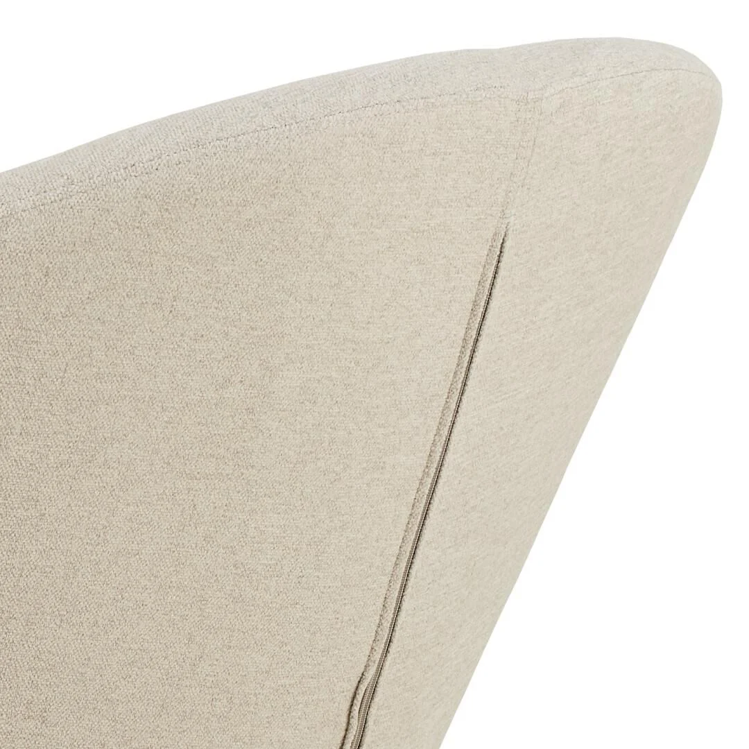 Detail van een beige Midden-loungestoel met armleuning.