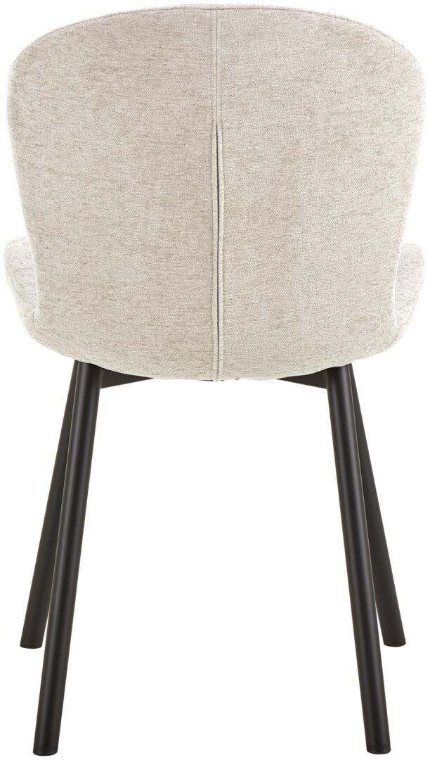 Esra eetkamerstoel (set van 2): Beige stoffen stoel met zwarte poten.