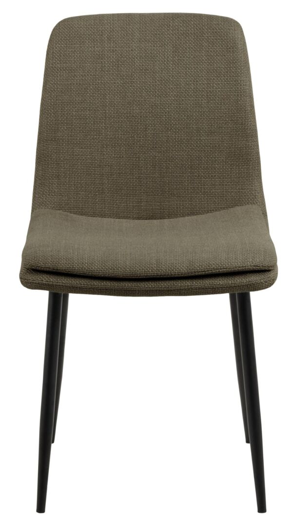 Becca eetkamerstoel (set van 4): Bruine stoffen eetkamerstoel met zwarte poten.