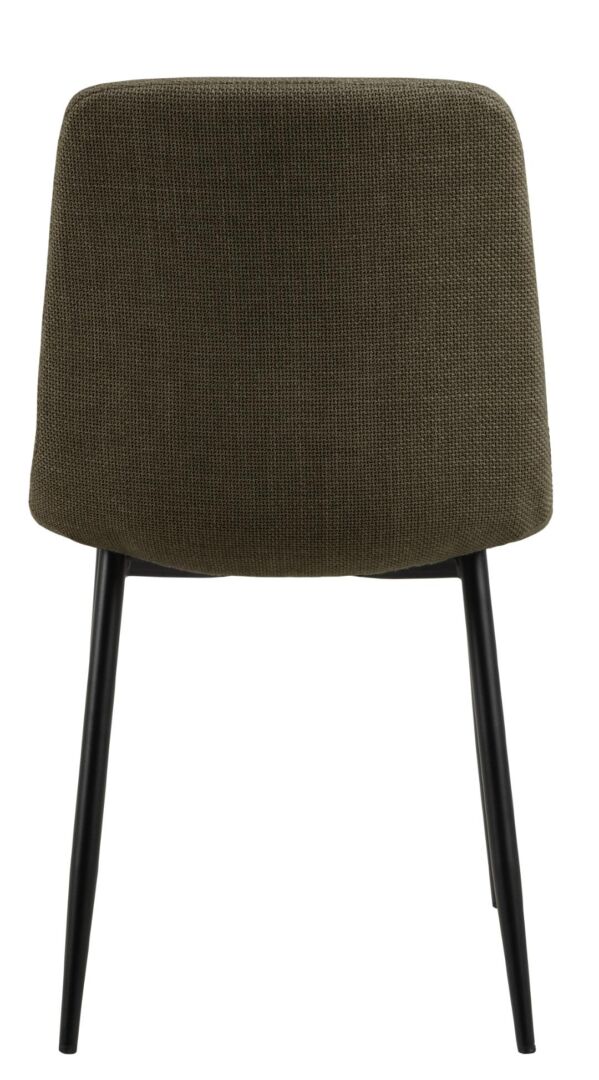 Becca eetkamerstoel (set van 4): Groene stoffen stoel met zwarte metalen poten