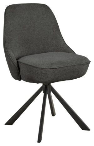 Carlton eetkamerstoel: Grijze stoffen stoel met zwart metalen poten.