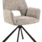 Graham eetkamerstoel met armleuning: grijze stoel met armleuningen en een zwarte voet