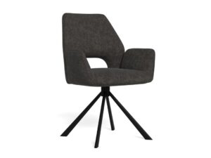 Graham eetkamerstoel met armleuning. Grijze draaistoel, onderdeel van een set van 2.