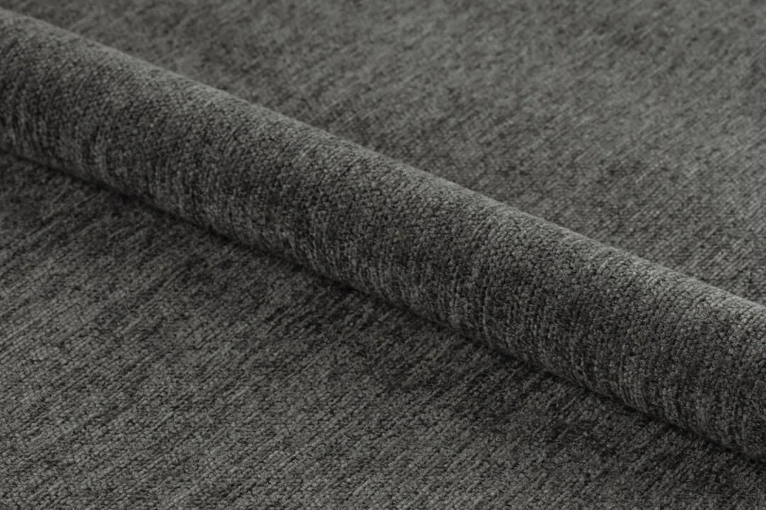Grijze stofstaal voor Graham eetkamerstoel met armleuning (set van 2), detailopname textuur