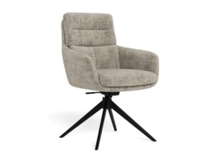 Roger eetkamerstoel met armleuning: Stoffen eetkamerstoel met armleuningen.