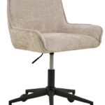 Eddie bureaustoel met armleuning, beige gestoffeerde bureaustoel met wielen.