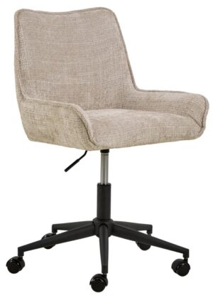 Eddie bureaustoel met armleuning, beige gestoffeerde bureaustoel met wielen.