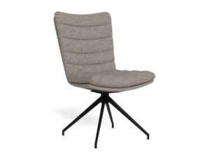 Grafton eetkamerstoel (set van 2): Grijze gestoffeerde stoel met zwart metalen onderstel.