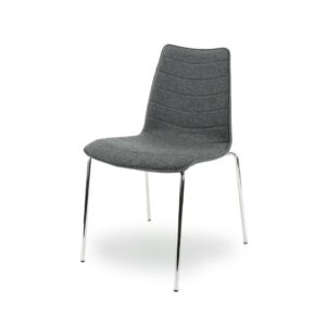 Workliving Verona stoel in grijs wolvilt met chromen poten.