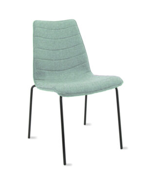 Workliving Verona Stoel Wolvilt Groen: groene design stoel met zwarte poten.