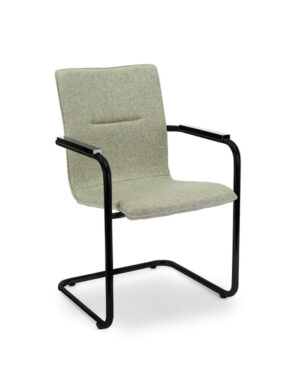 Workliving X6 Vergaderstoel Sledeframe Wolvilt Groen: Vergaderstoel met groene stoffering en zwart sledeframe.