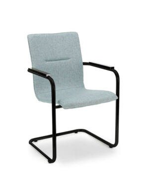 Workliving X6 vergaderstoel met sledeframe, blauw wolvilt. Stijlvolle vergaderstoel.