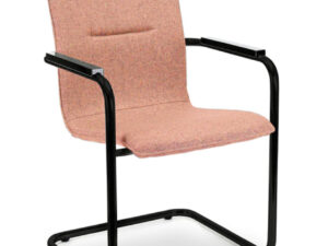 Workliving X6 Vergaderstoel Sledeframe Roze: Roze vergaderstoel met zwart sledeframe en armleuningen.