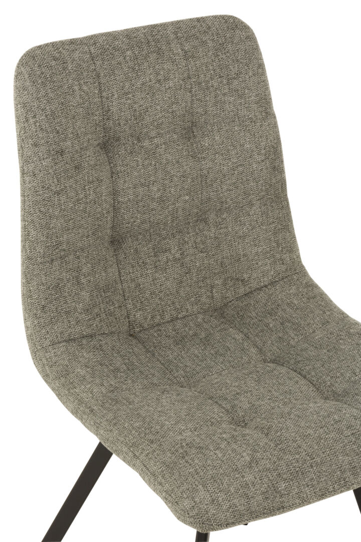 Stoel Babette Textiel Metaal Grijs: Grijze stoffen stoel met metalen poten.