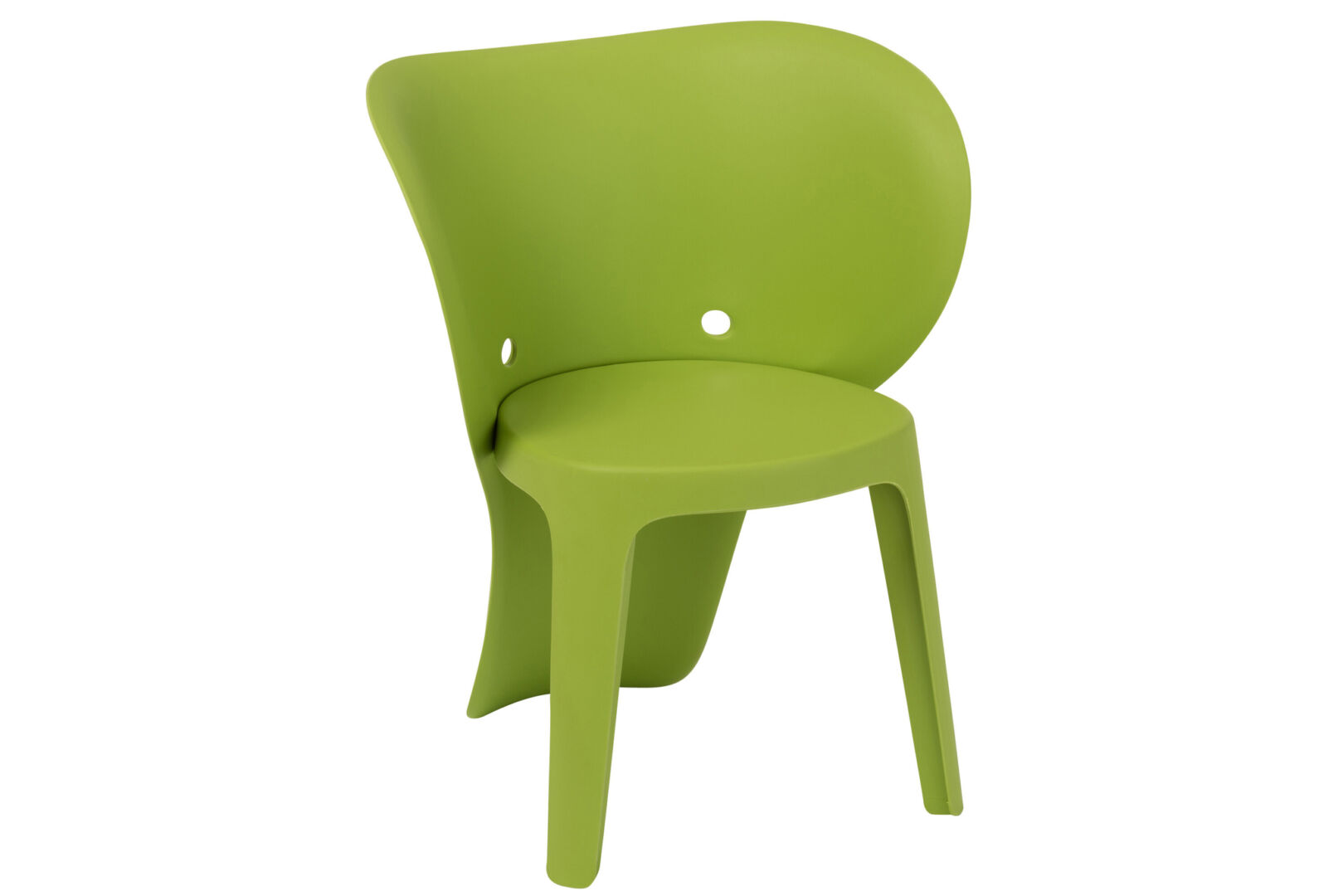 Kinderstoel Olifant Groen Polypropyleen van Nieuwe Sfeer: groene kunststof kinderstoel met gebogen rugleuning.