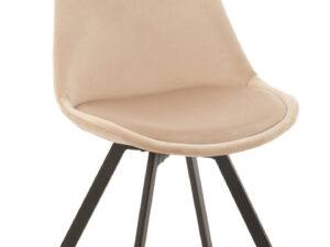 Stoel Helene Metaal Textiel Beige van Nieuwe Sfeer: beige stoffen stoel met zwart metalen poten.