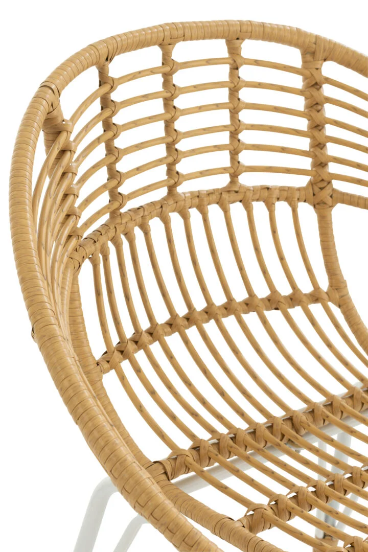 Detailopname Buitenstoel Jeanne Metaal Rotan Naturel Wit van Nieuwe Sfeer.