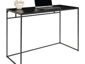 Bureau 100 x 45 x 75 Staal Zwart Thuiswerkplek met laptop en vaas.