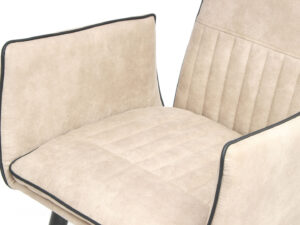 Stoel Penelope Beige: Beige stoffen stoel met zwarte rand, Nieuwe Sfeer