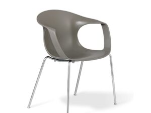 Workliving Flick Eetkamerstoel Chroom Grijs: grijze design eetkamerstoel met chromen poten