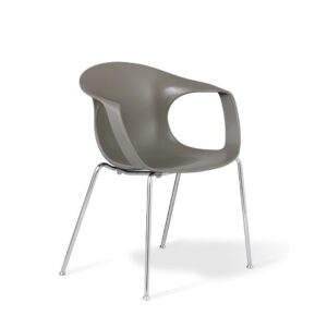 Workliving Flick Eetkamerstoel Chroom Grijs: grijze design eetkamerstoel met chromen poten