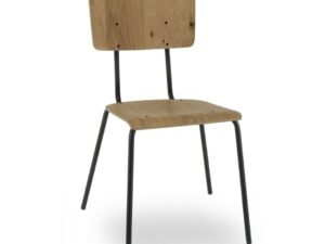Workliving Tressia houten design eetkamerstoel met zwart metalen poten.