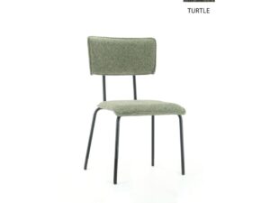 Workliving Bo Society Eetkamerstoel Bouclé Schildpad: groene eetkamerstoel met zwarte poten.