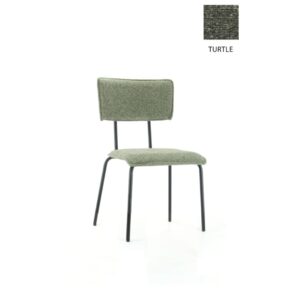 Workliving Bo Society Eetkamerstoel Bouclé Schildpad: groene eetkamerstoel met zwarte poten.