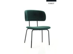 Workliving Bo RS Fluweel Bosgroen stoel: Donkergroene velvet stoel met zwart metalen poten.