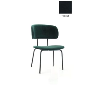 Workliving Bo RS Fluweel Bosgroen stoel: Donkergroene velvet stoel met zwart metalen poten.