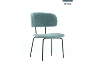 Workliving Bo RS Society Bouclé Petrol stoel: petrolkleurige bouclé bekleding met zwarte metalen poten.