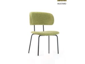 Workliving Bo RS Society Bouclé Mosterdgeel stoel. Mosterdgele bouclé bekleding.