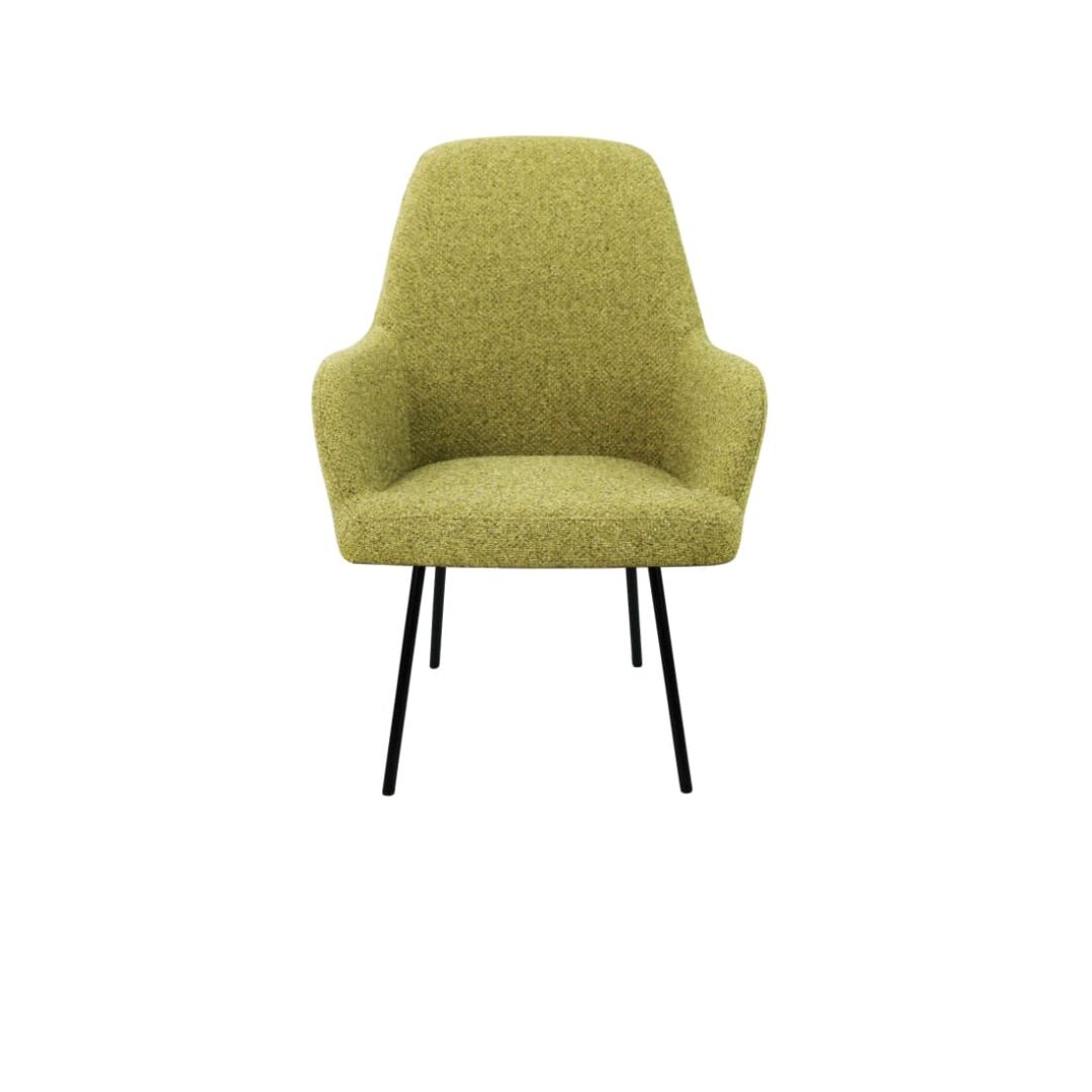 Workliving LoLa Eetkamerstoel Mix & Match: Groene gestoffeerde stoel met zwarte poten.