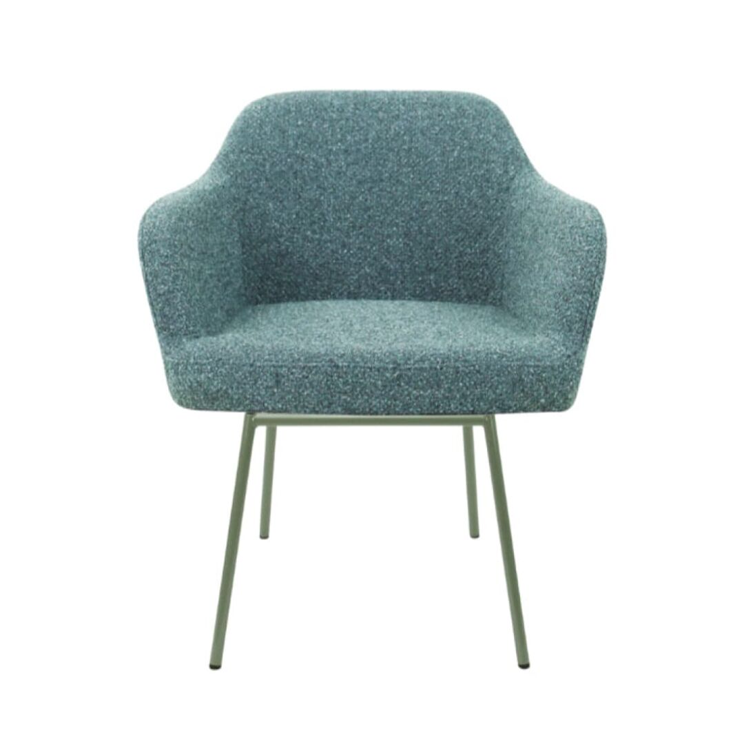 Workliving LoLa Eetkamerstoel: blauwe gestoffeerde stoel met metalen poten voor een nieuwe sfeer