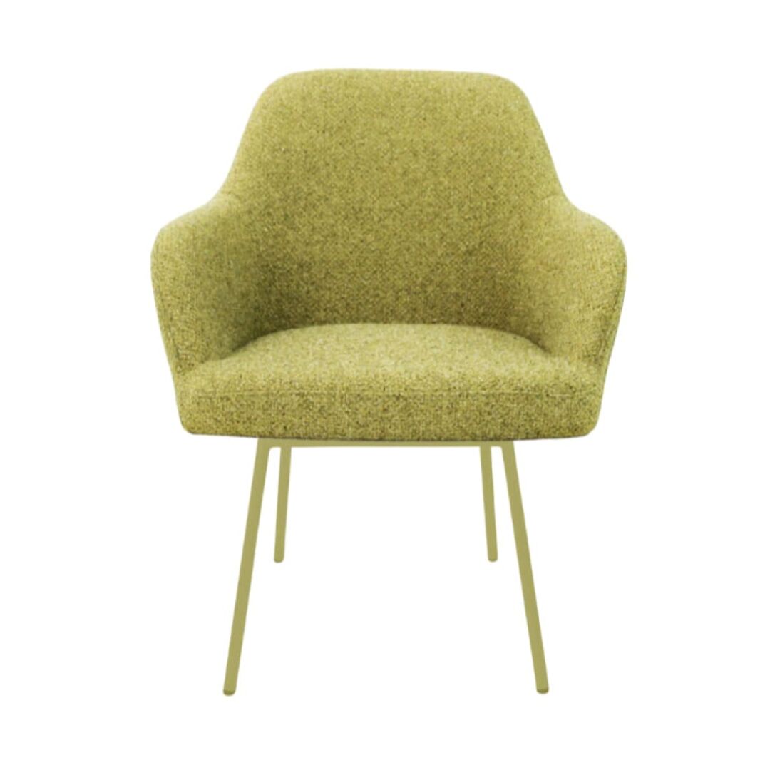 Workliving LoLa Eetkamerstoel: Groene design stoel met armleuningen, perfect voor een nieuwe sfeer.