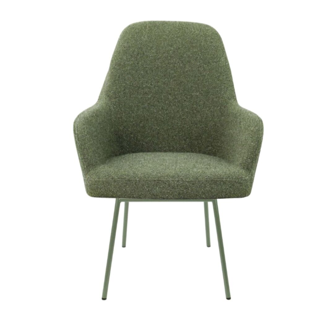 Workliving LoLa Eetkamerstoel: Groene gestoffeerde stoel met metalen poten voor een nieuwe sfeer.
