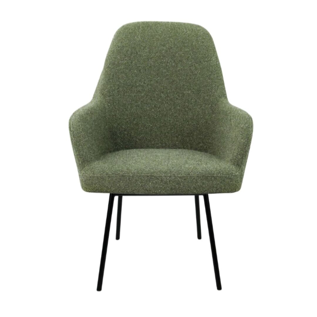 Workliving LoLa Eetkamerstoel: Groene stoel met zwarte poten voor een nieuwe sfeer.